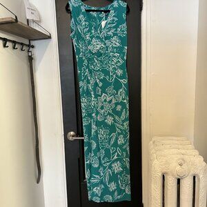 Chaps Dress Teal With White Flowers